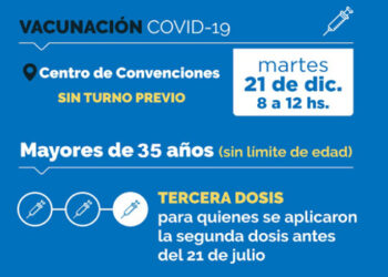 Vacunación Covid: tercera dosis para mayores de 35 años y segunda dosis para mayores de 18