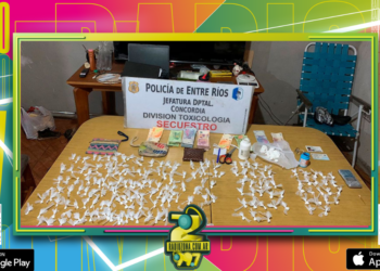 Incautan 187 dosis de cocaína, más de $1 millón y tres detenidos en Concordia