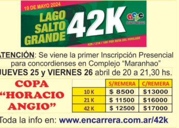 Este jueves comienzan las inscripciones presenciales para el Maratón Lago Salto Grande