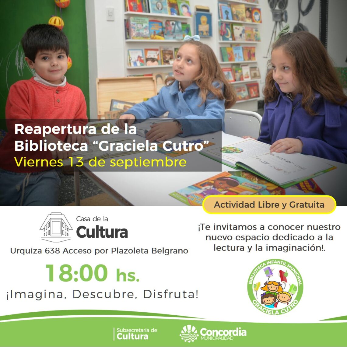 Reapertura de la Biblioteca Infantil Municipal «Graciela Cutro»