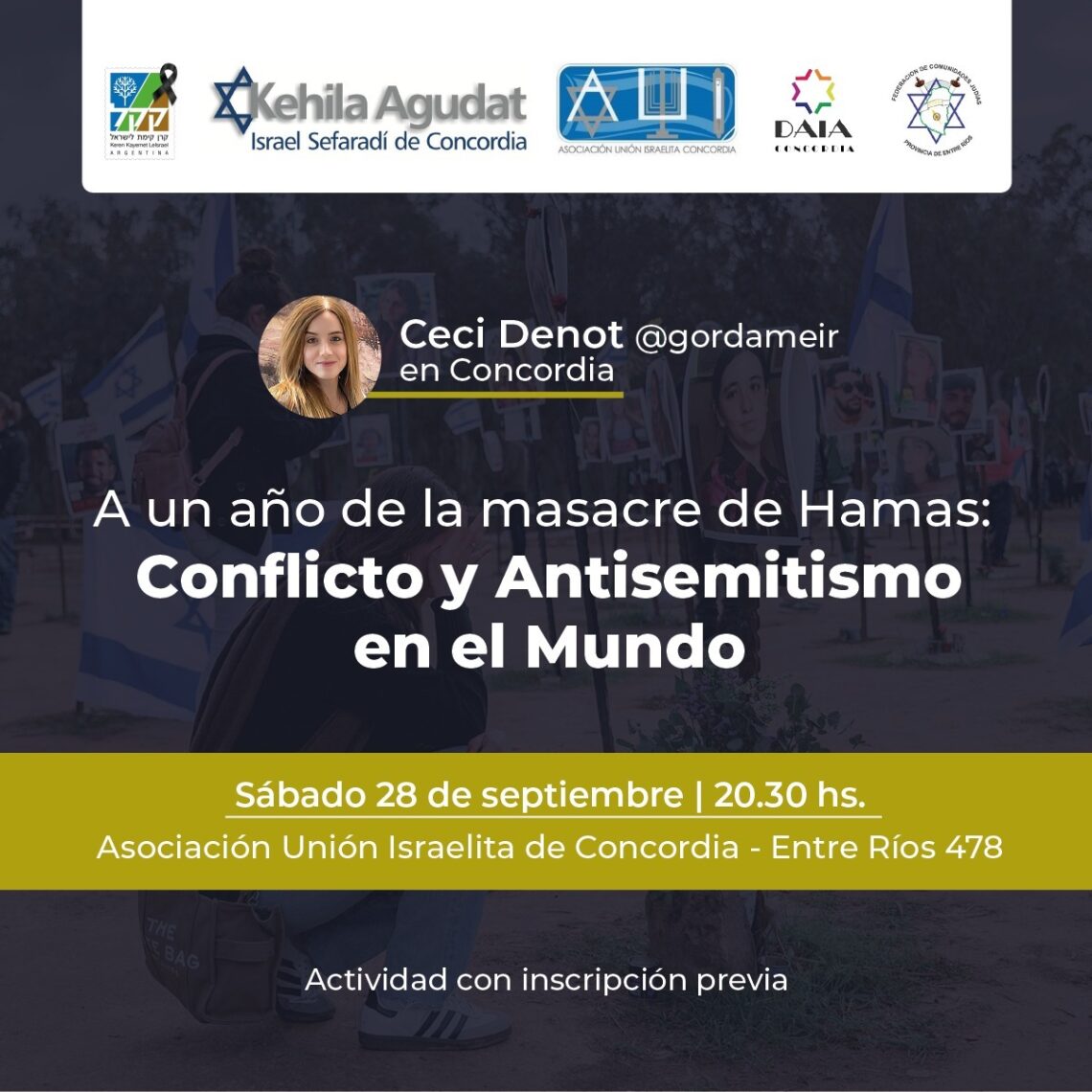 Este sábado en Concordia se disertará sobre Conflicto y Antisemitismo en el mundo