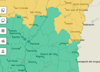 Rige una alerta amarilla por tormentas en Entre Ríos