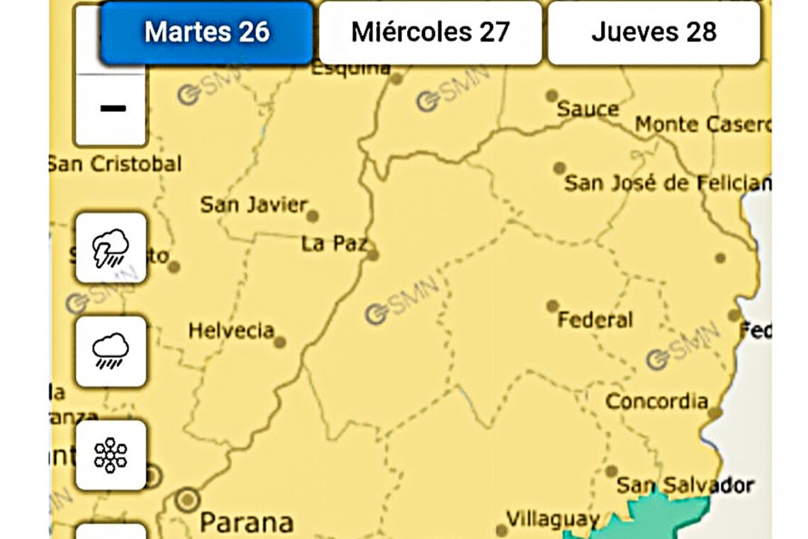 Entre Ríos: La alerta amarilla se extiende durante toda la semana