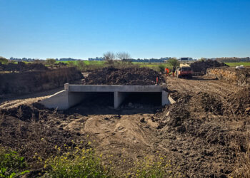 Está en su última etapa la construcción de la alcantarilla transversal sobre la ruta provincial 20