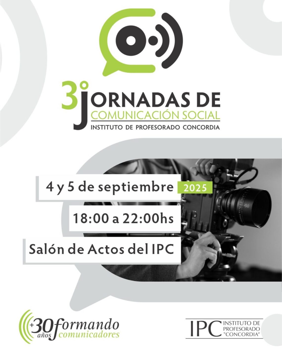 En septiembre se realizarán las 3° Jornadas de Comunicación Social en el IPC