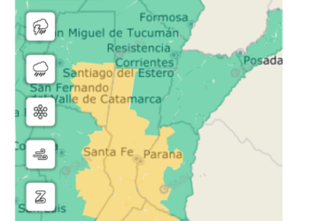 Emitieron alerta amarilla por lluvia y tormentas para este jueves y viernes