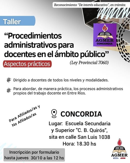 Charla taller “Procedimientos administrativos para docentes en el ámbito público. Aspectos prácticos