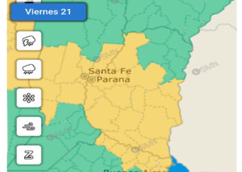 Emitieron alerta amarilla por lluvias y tormentas para este viernes