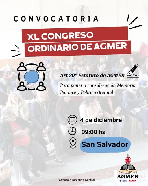 Convocatoria a Congreso Ordinario de AGMER