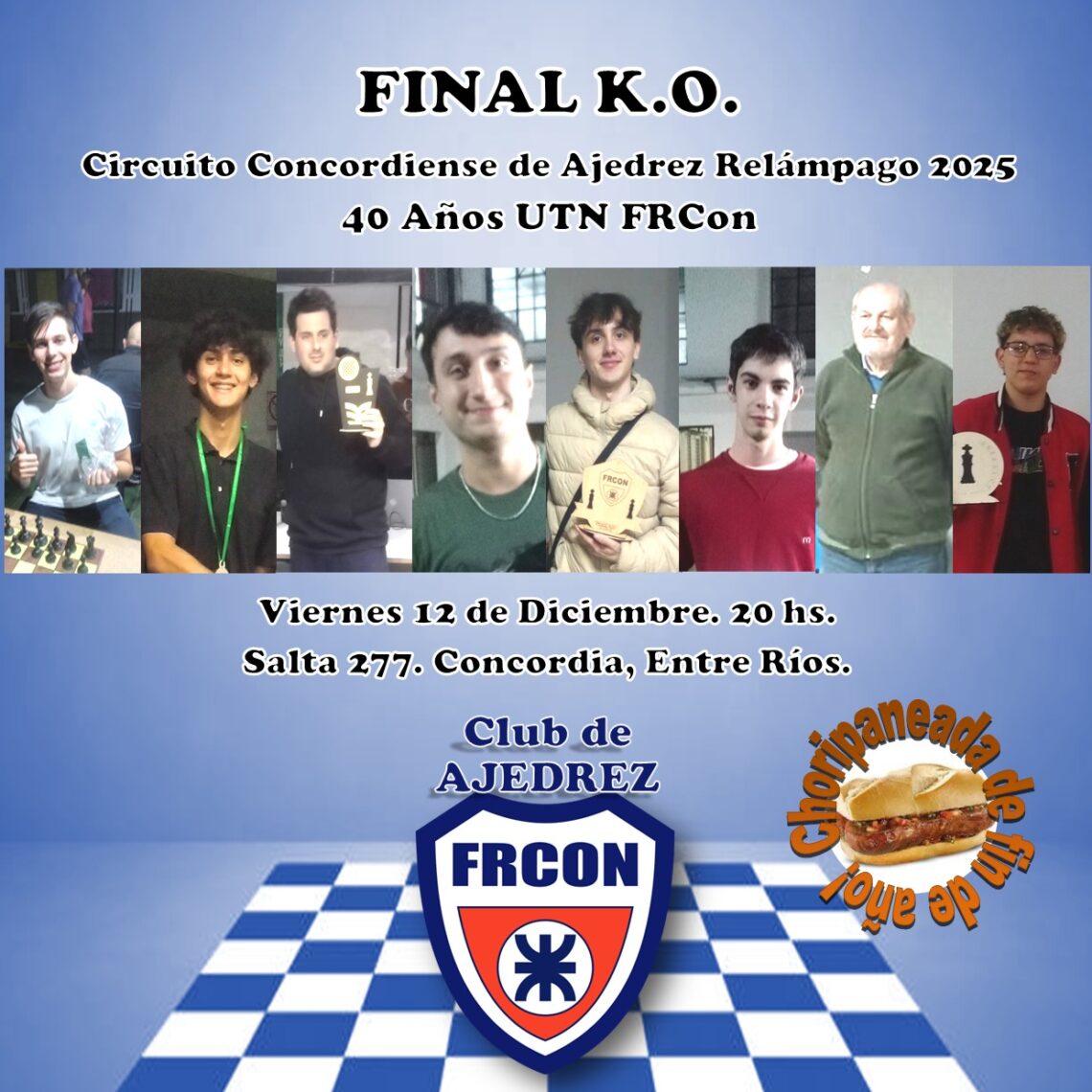 Se viene la gran Final KO del Circuito Concordiense de Ajedrez Relámpago 2025 “40 años UTN FRCon.”