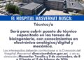 El Hospital Delicia Concepción Masvernat de Concordia convoca a cubrir el cargo de Técnico/a para el Servicio de Bioingeniería.