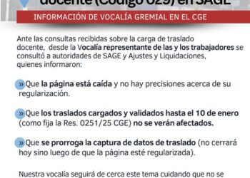 Sobre la carga en SAGE del traslado docente (Código 029)