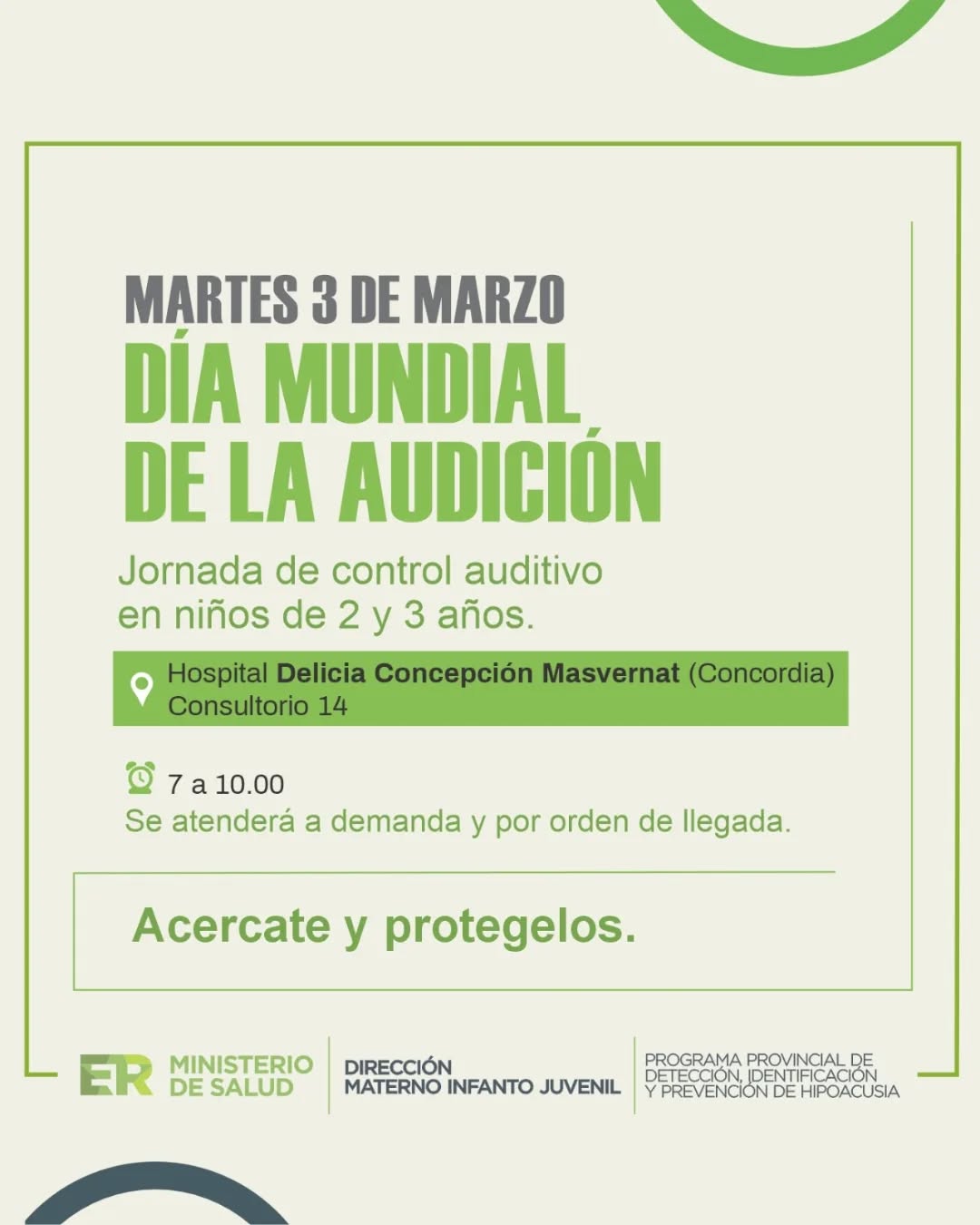 Jornada de control auditivo en niños de 2 y 3 años