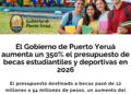 El Gobierno de Puerto Yeruá aumenta un 350% el presupuesto de becas estudiantiles y deportivas