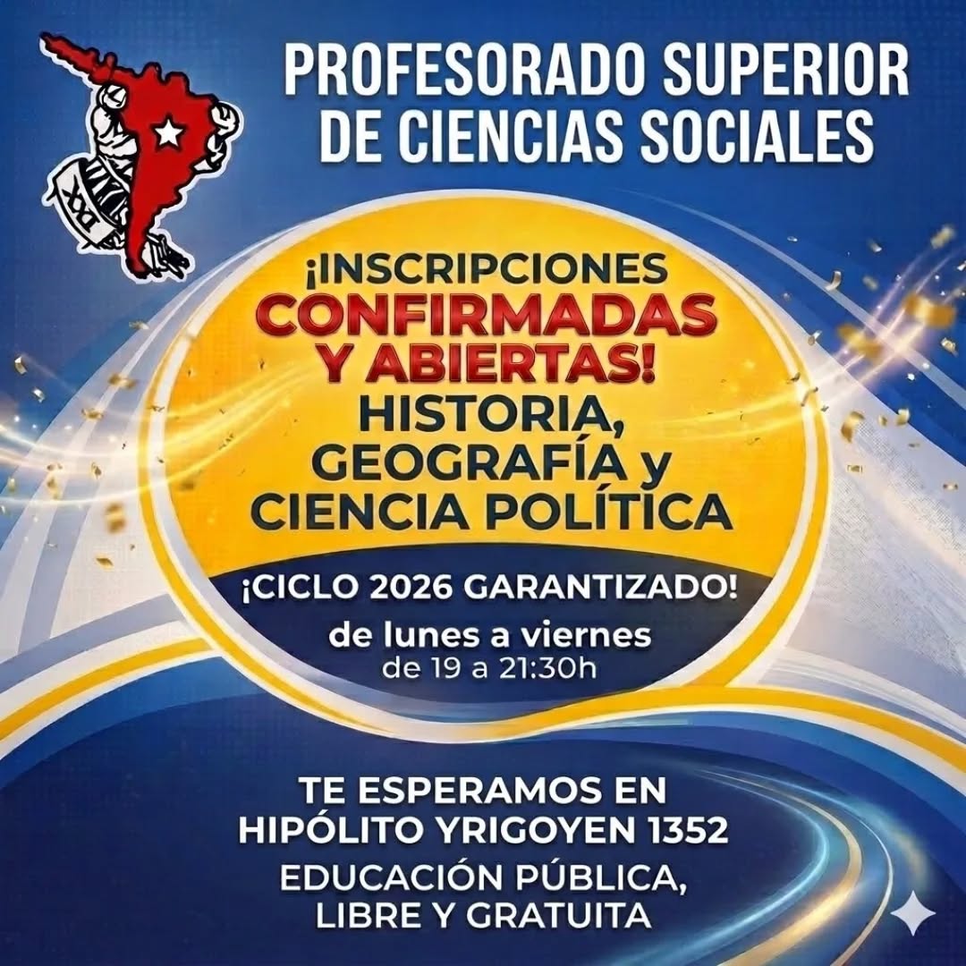 El Profesorado Superior de Ciencias Sociales de Concordia abre sus inscripciones para el ciclo lectivo 2026