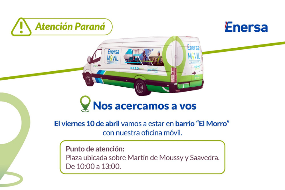 Enersa acerca su Oficina Móvil al barrio El Morro de Paraná