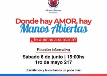 Fundación Manos Abiertas, Delegación Concordia convoca a nuevos voluntarios.