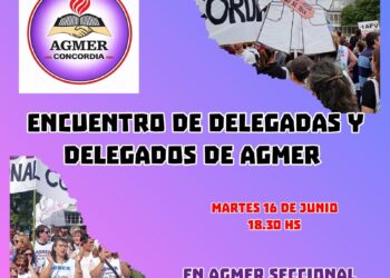 AGMER Concordia convoca a una importante reunión de delegados para este martes