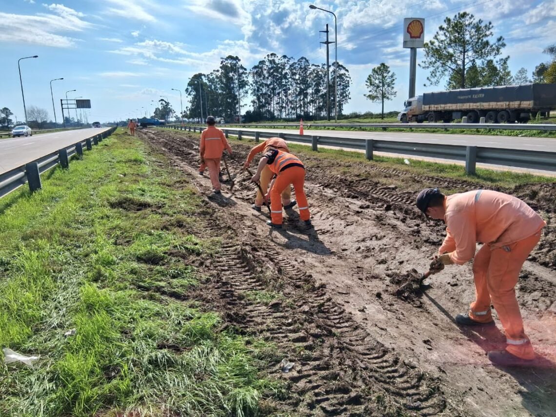 Autovía del Mercosur realiza tareas de limpieza y mantenimiento en el acceso sur a Colón