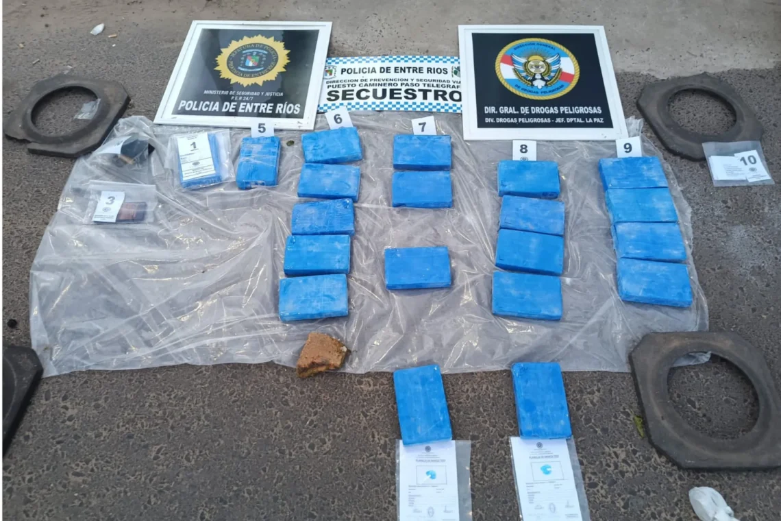 Importante golpe al narcotráfico: Incautaron más de 20 kilos de cocaína en el Puesto Caminero Paso Telégrafo